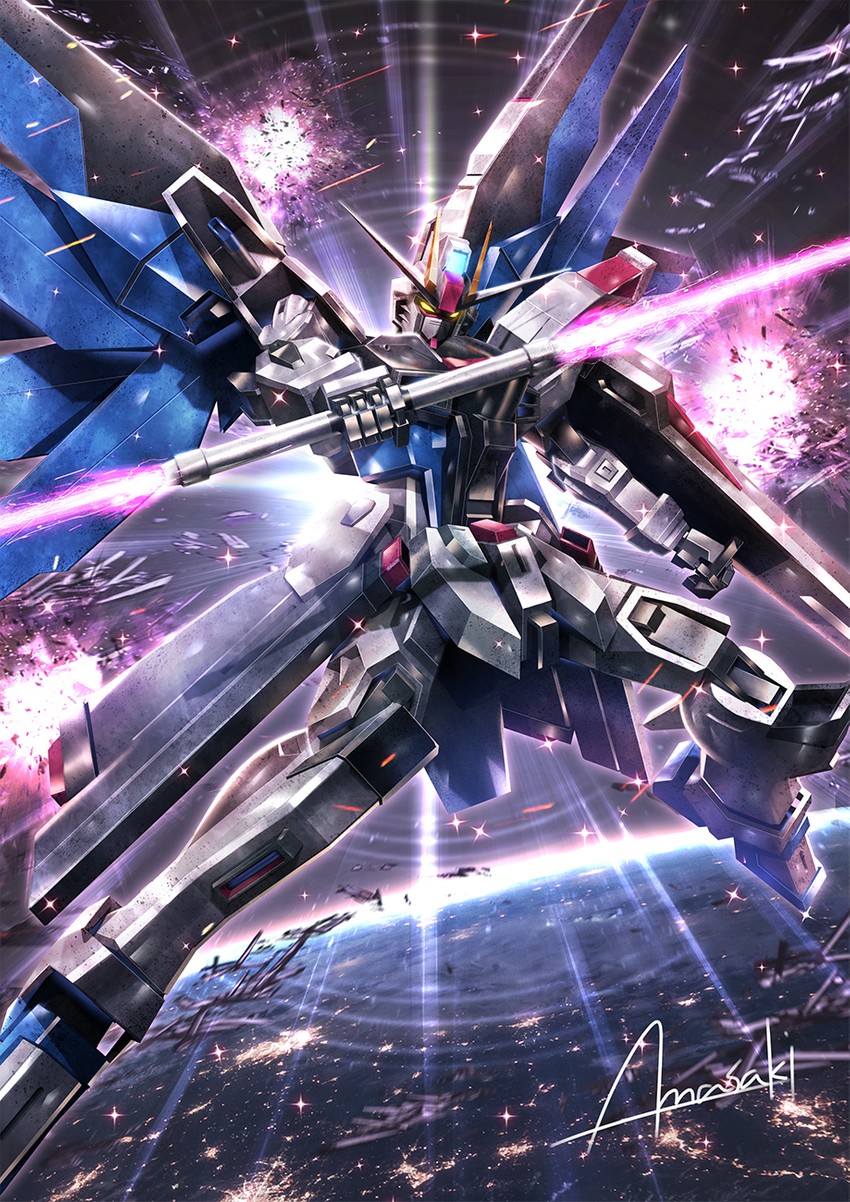 freedom gundam (gundam and 1 more) drawn by amasaki_yusuke