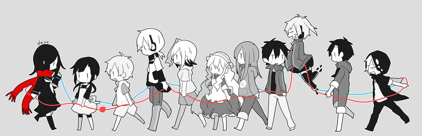 tateyama ayano, kozakura marry, kisaragi shintarou, kido tsubomi, ene, and 6 more (kagerou project and 1 more) drawn by yun_(dust-i1)