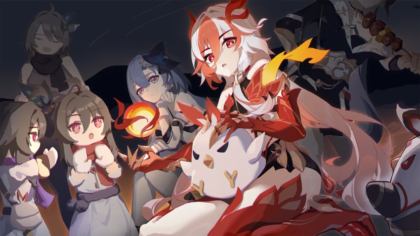 fu hua, herrscher of sentience, griseo, jingwei, and vita (honkai and 1 more) drawn by asc11