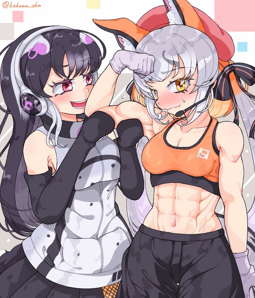 island fox and african penguin (kemono friends and 1 more) drawn by kedama_(ughugjydthjdf)