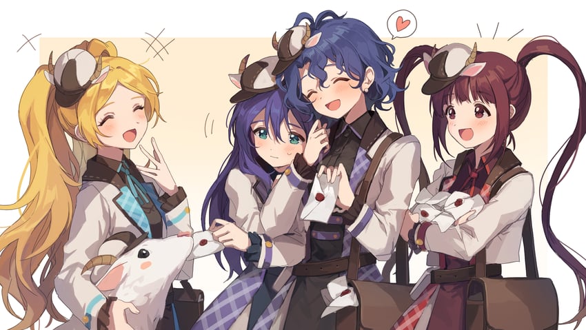 mochizuki anna, toyokawa fuka, emily stewart, and matsuda arisa (idolmaster and 2 more) drawn by hano9789