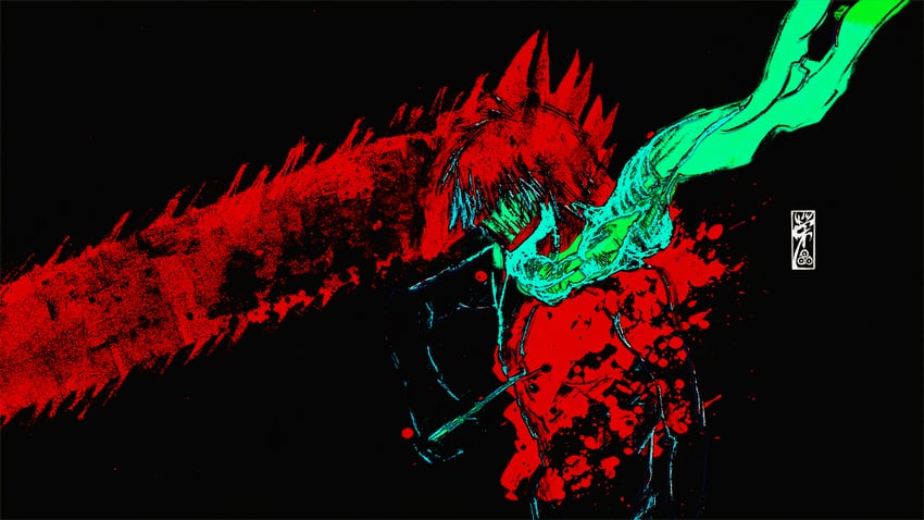 denji and chainsaw devil (chainsaw man) drawn by sakae_(cj60909002)