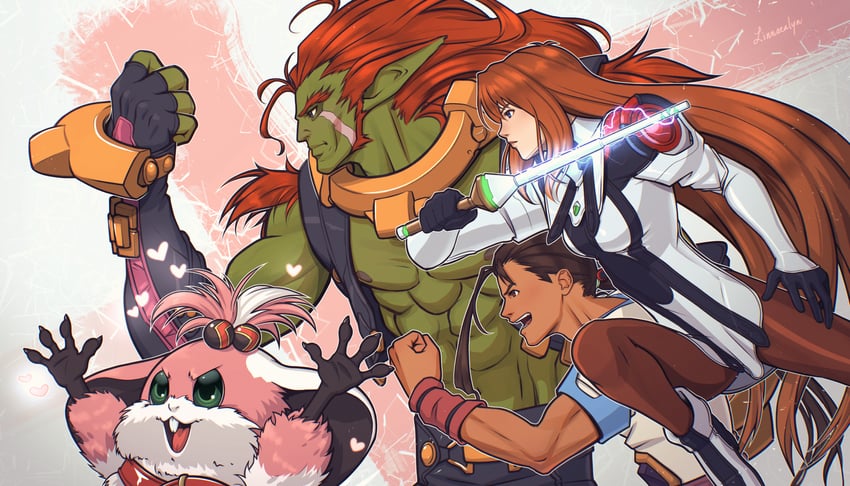 elhaym van houten, fei fong wong, chu chu, and ricardo banderas (xenogears) drawn by linnaealyn