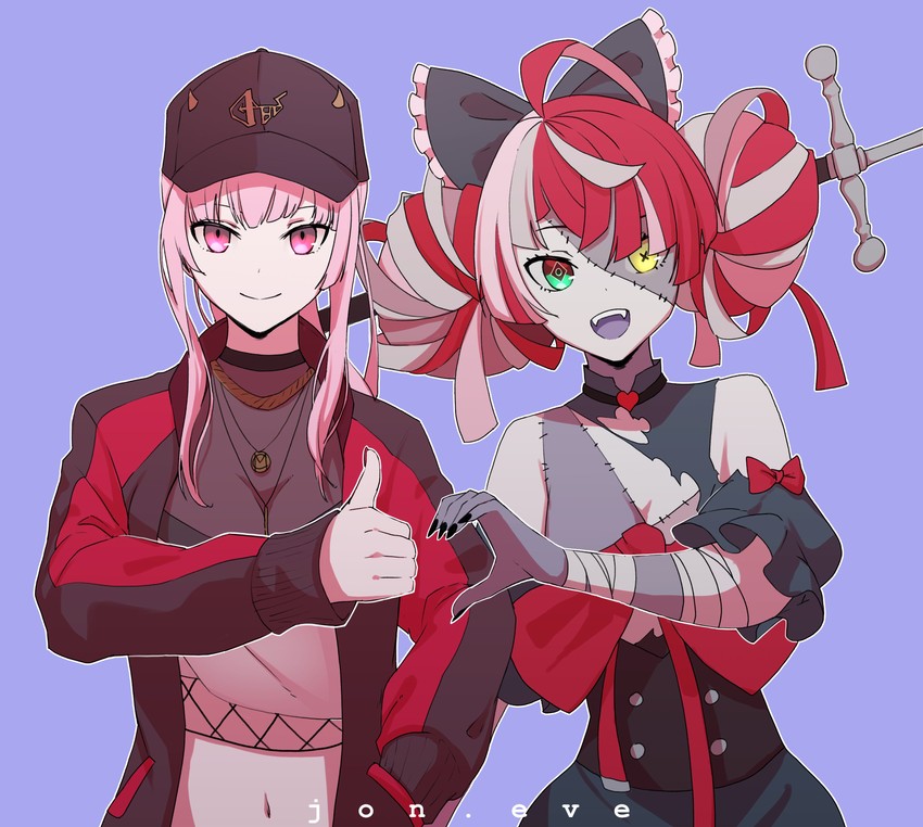 mori calliope and kureiji ollie (hololive and 2 more) drawn by jon_eve