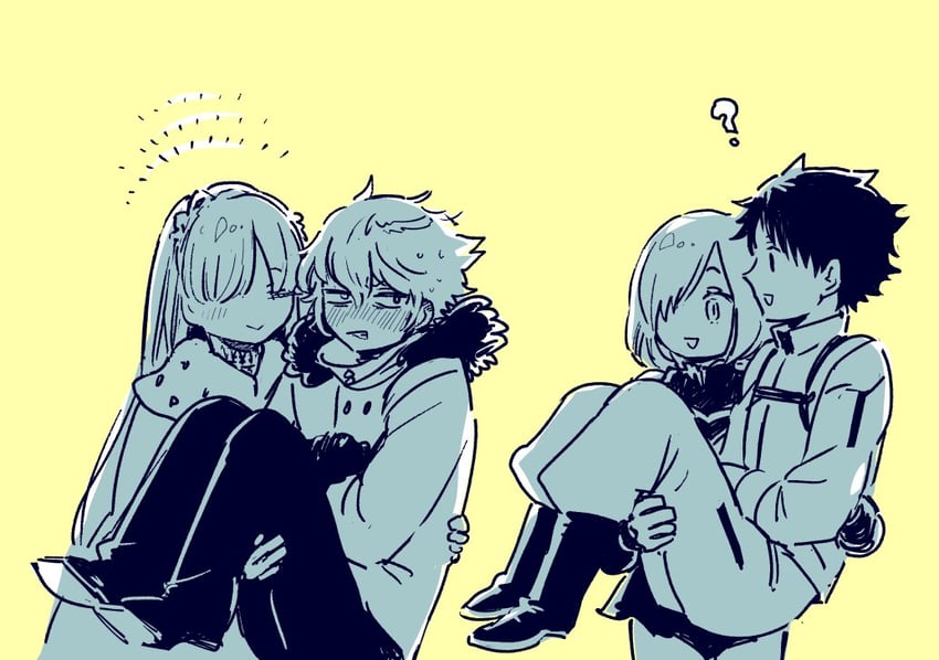 mash kyrielight, fujimaru ritsuka, anastasia, and kadoc zemlupus (fate and 1 more) drawn by nobicco