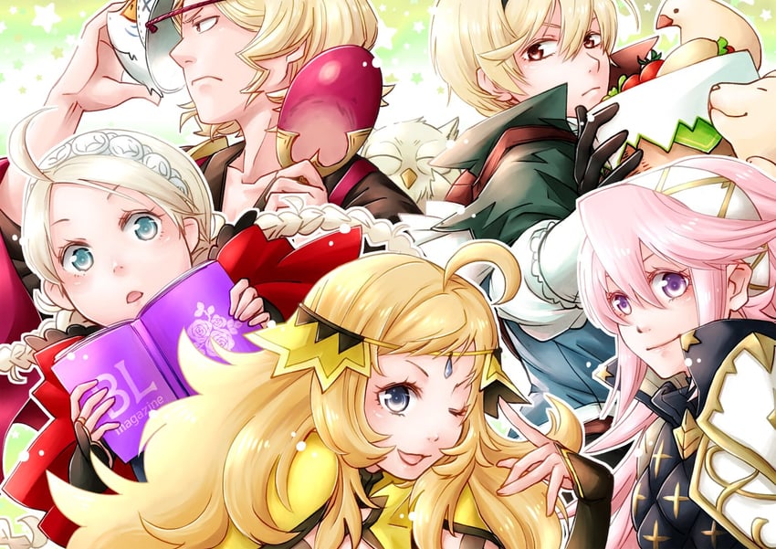 nina, ophelia, leo, xander, feh, and 1 more (fire emblem and 2 more) drawn by ebi_puri_(ebi-ebi)