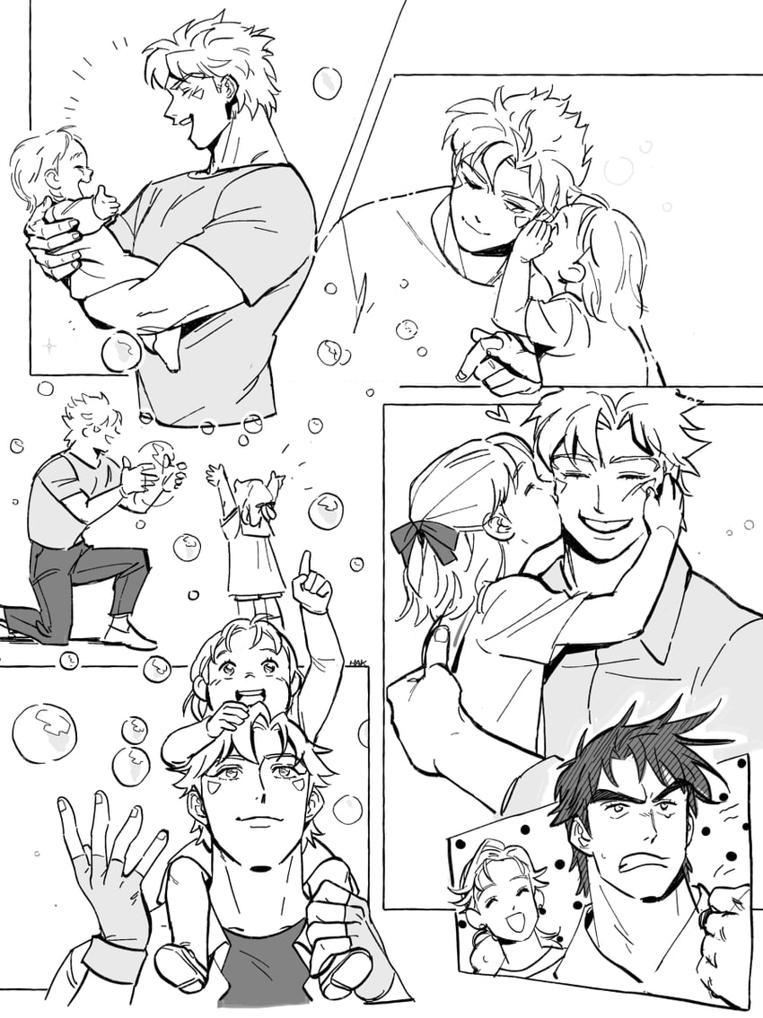 joseph joestar, caesar anthonio zeppeli, suzi q, and kujo holy (jojo no kimyou na bouken and 1 more) drawn by hakmonss