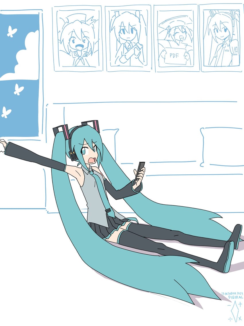 hatsune miku and master (vocaloid and 1 more) drawn by digiral