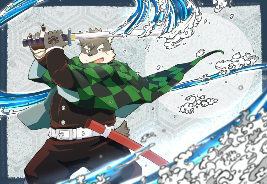 kamado tanjirou and moritaka (kimetsu no yaiba and 1 more) drawn by yanutorie