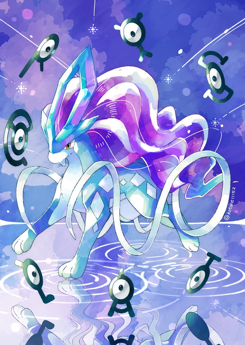 suicune, unown, unown a, unown s, unown r, and 4 more (pokemon) drawn by kotone_(kotone11152)