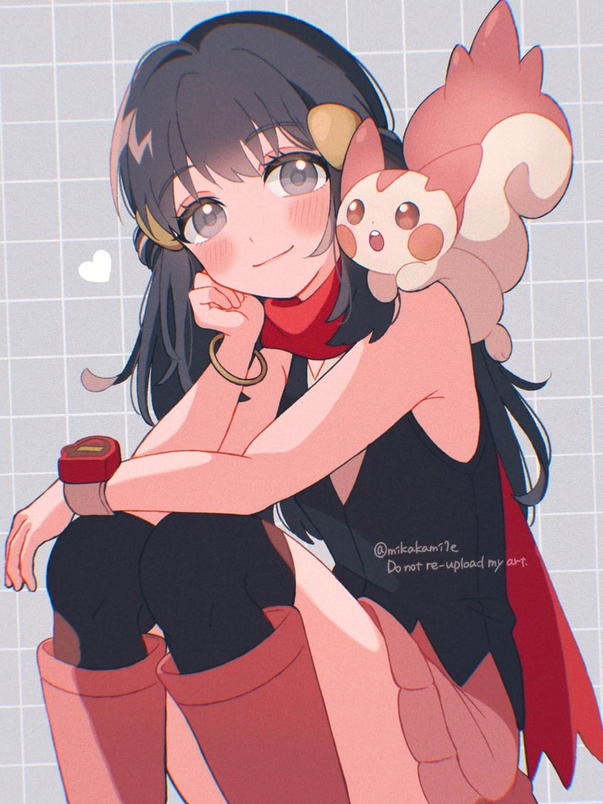 dawn and pachirisu (pokemon and 1 more) drawn by mikakami1e