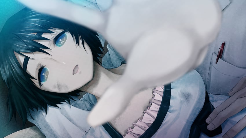 okabe rintarou and shiina mayuri (steins;gate) drawn by huke