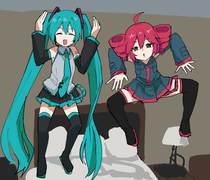 hatsune miku and kasane teto (vocaloid and 1 more) drawn by tenten_(chan4545)