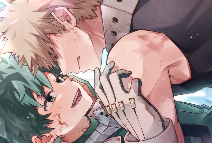 midoriya izuku and bakugou katsuki (boku no hero academia) drawn by morino_(ktdk_0141)