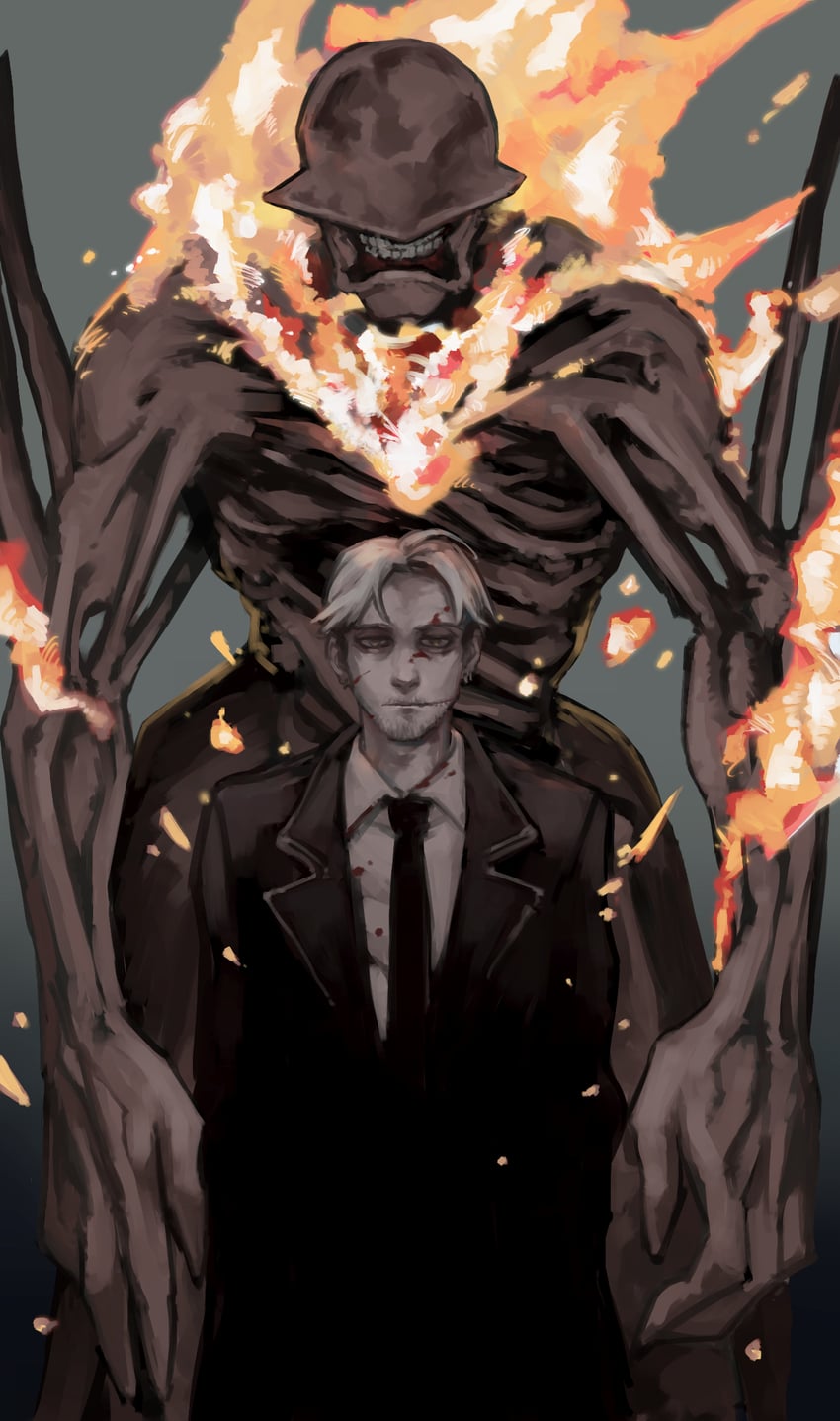 kishibe and hell devil (chainsaw man) drawn by nakano_(2_mannaka)