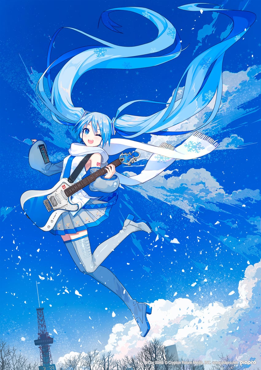 hatsune miku and yuki miku (vocaloid) drawn by ixima