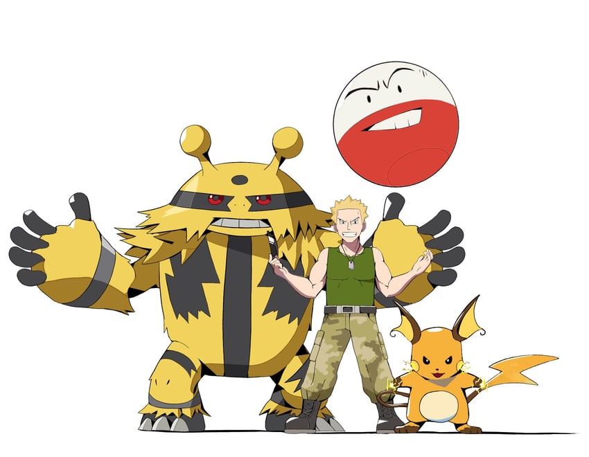 raichu, electrode, surge, and electivire (pokemon and 1 more) drawn by psaber97