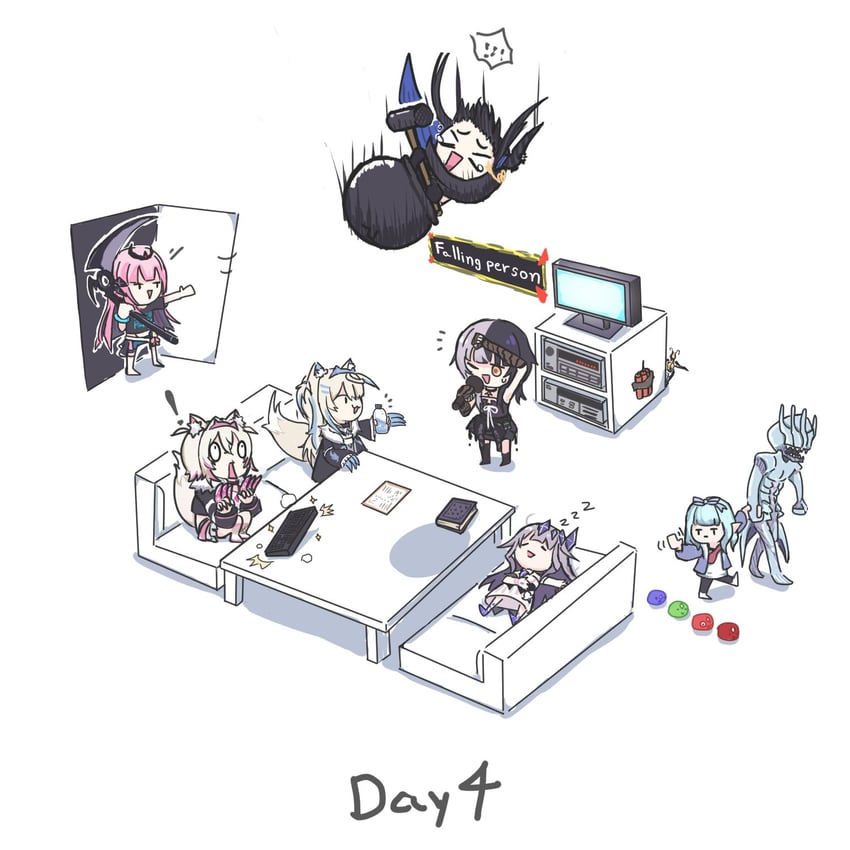 warrior of light, mori calliope, shiori novella, nerissa ravencroft, fuwawa abyssgard, and 4 more (hololive and 5 more) drawn by ta_wam