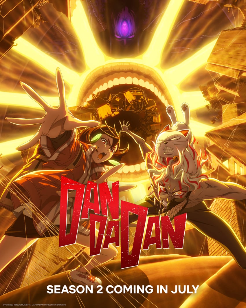 ayase momo, takakura ken, turbo granny, and evil eye (dandadan)