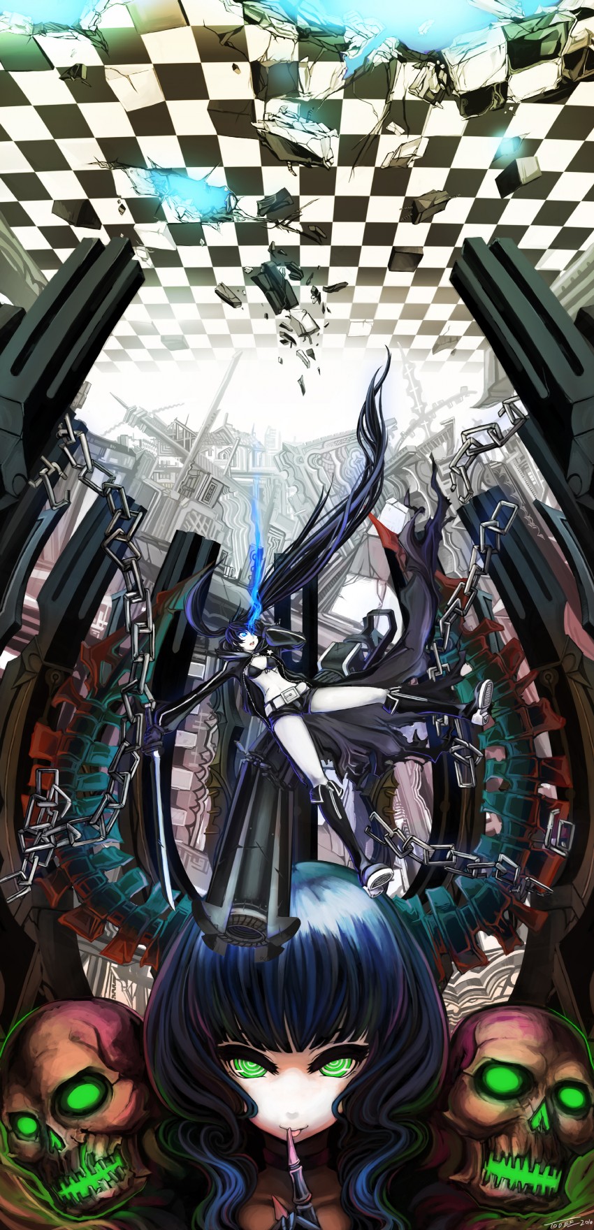 black rock shooter and dead master (black rock shooter) drawn by todee