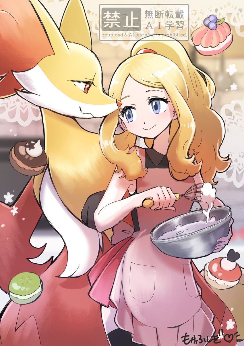 serena and delphox (pokemon and 1 more) drawn by mocha_fushigi