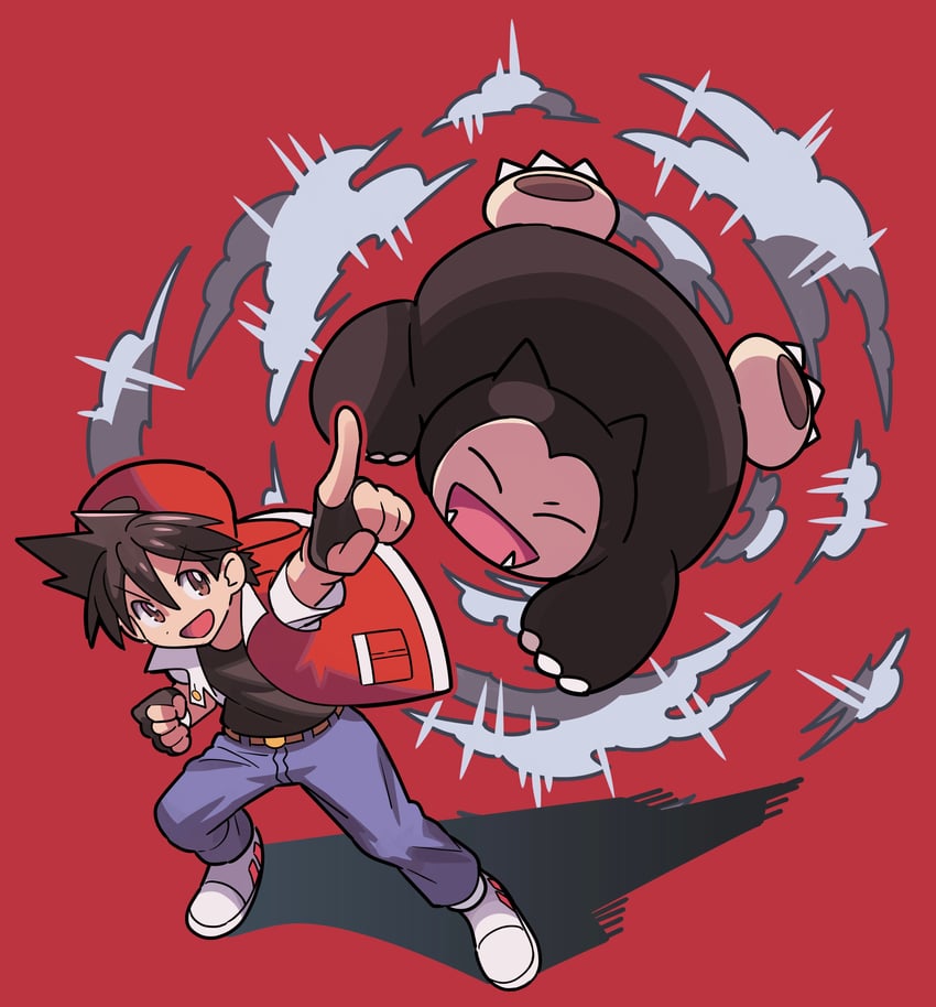 red and snorlax (pokemon and 1 more) drawn by stchame