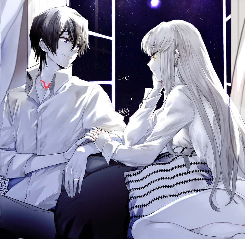c.c. and lelouch vi britannia (code geass) drawn by noppo