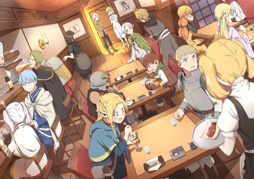 frieren, marcille donato, laios touden, senshi, chilchuck tims, and 13 more (sousou no frieren and 6 more) drawn by kaai_yuu