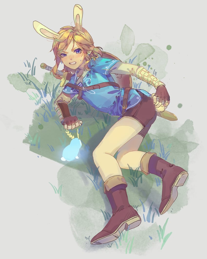link and blupee (the legend of zelda and 1 more) drawn by yanmian_(printemps-noir)