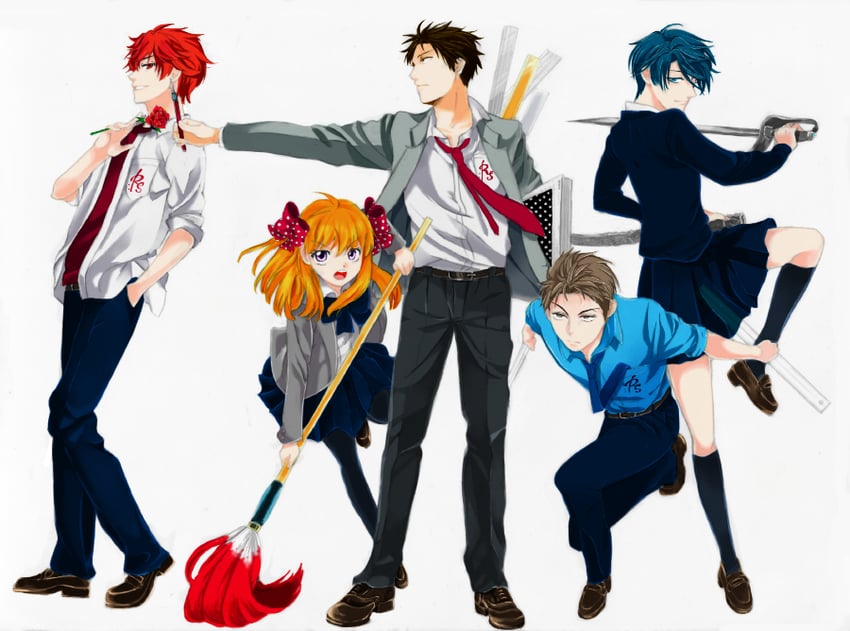 sakura chiyo, kashima yuu, nozaki umetarou, hori masayuki, and mikoshiba mikoto (gekkan shoujo nozaki-kun) drawn by nekopurin1776