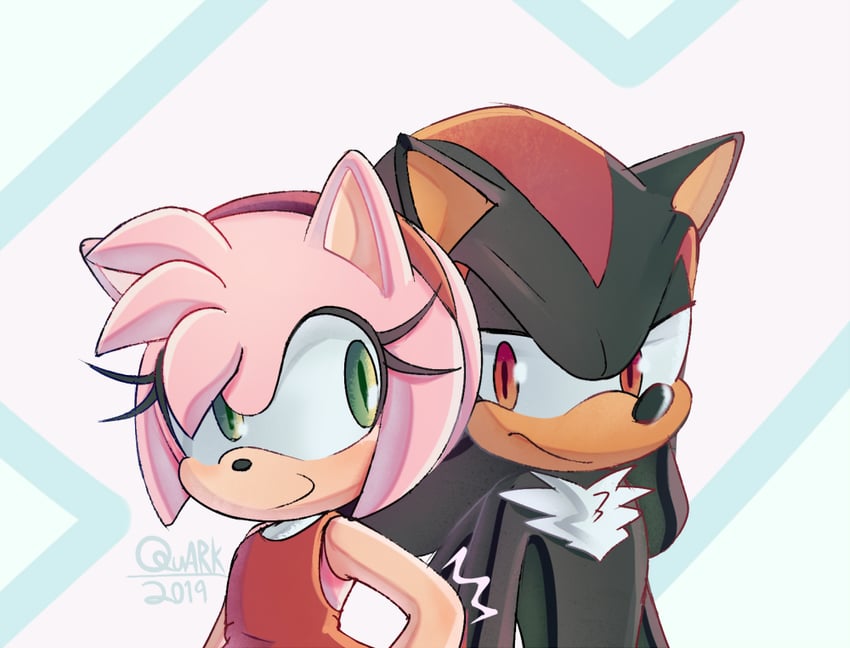 shadow the hedgehog and amy rose (sonic) drawn by quark196