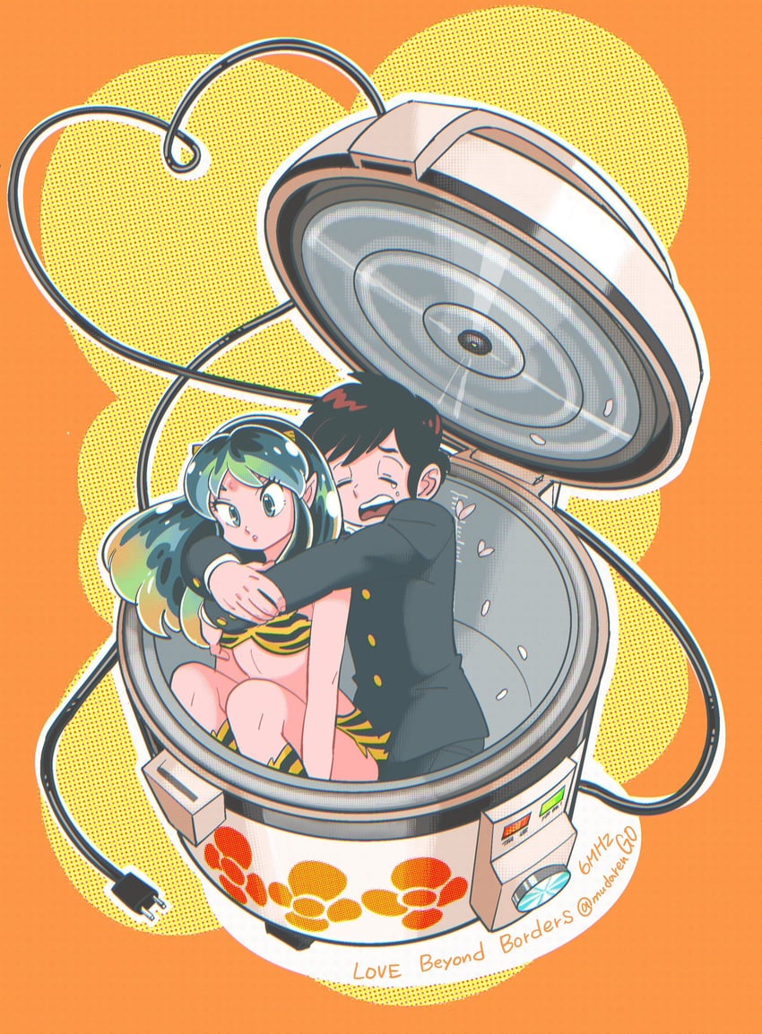 lum and moroboshi ataru (urusei yatsura) drawn by muda_rengou_to_ziggy_stardust
