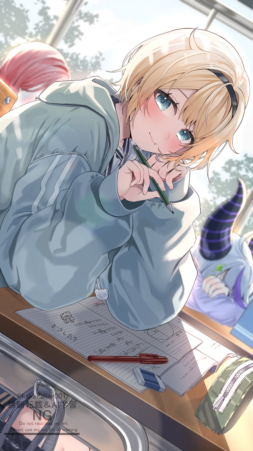la+ darknesss, kazama iroha, and takane lui (hololive) drawn by kakeru_(kakekaker001)
