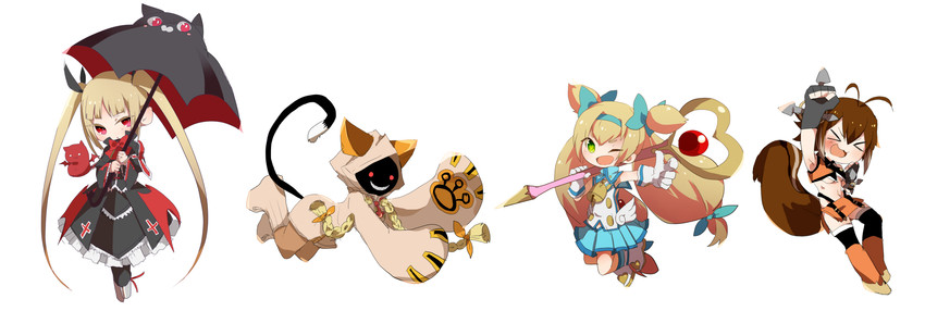 makoto nanaya, rachel alucard, taokaka, platinum the trinity, gii, and 1 more (blazblue) drawn by yoshisawa