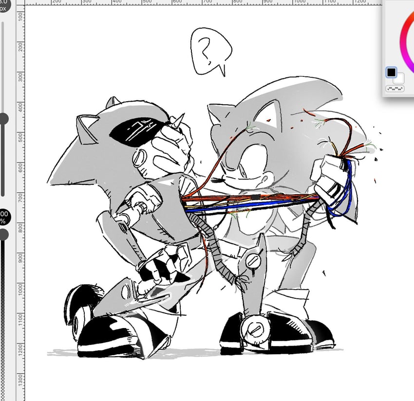 sonic the hedgehog and metal sonic (sonic) drawn by bac0n_pancakes