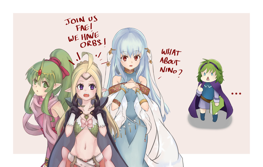 tiki, nowi, ninian, nino, and fae (fire emblem and 5 more) drawn by miya_(miyaruta)