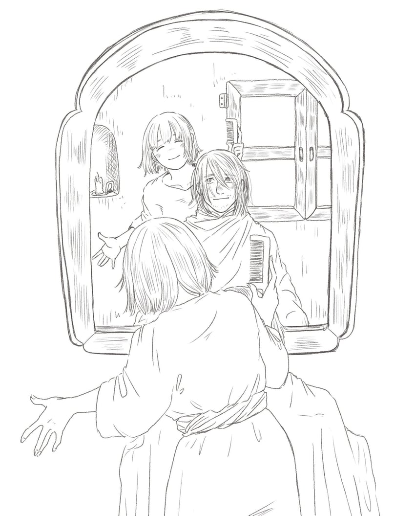 falin touden and laios touden (dungeon meshi) drawn by h_sinva