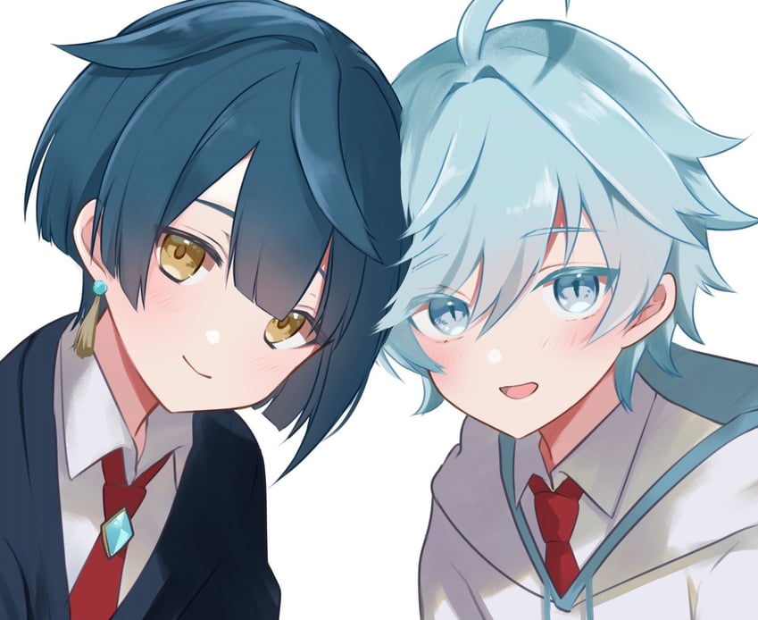 xingqiu and chongyun (genshin impact and 1 more) drawn by rrr_gns_(riuriu_1212)