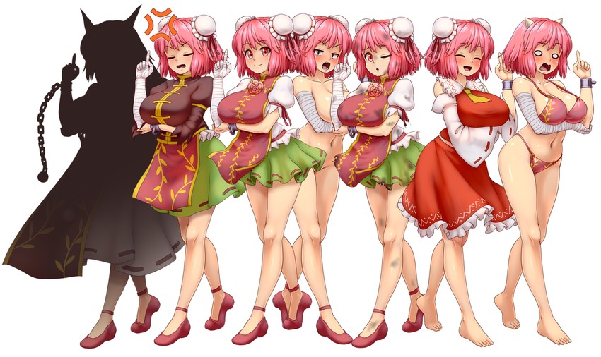 hakurei reimu, ibaraki kasen, ibaraki douji, and ibaraki douji's arm (touhou and 1 more) drawn by d.koutya