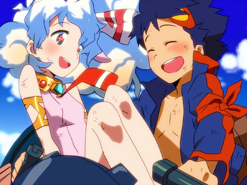 nia teppelin and simon (tengen toppa gurren lagann) drawn by pun2
