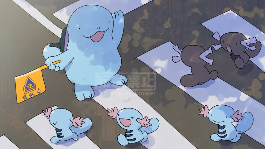 wooper, quagsire, and paldean wooper (pokemon) drawn by pic_koiwai