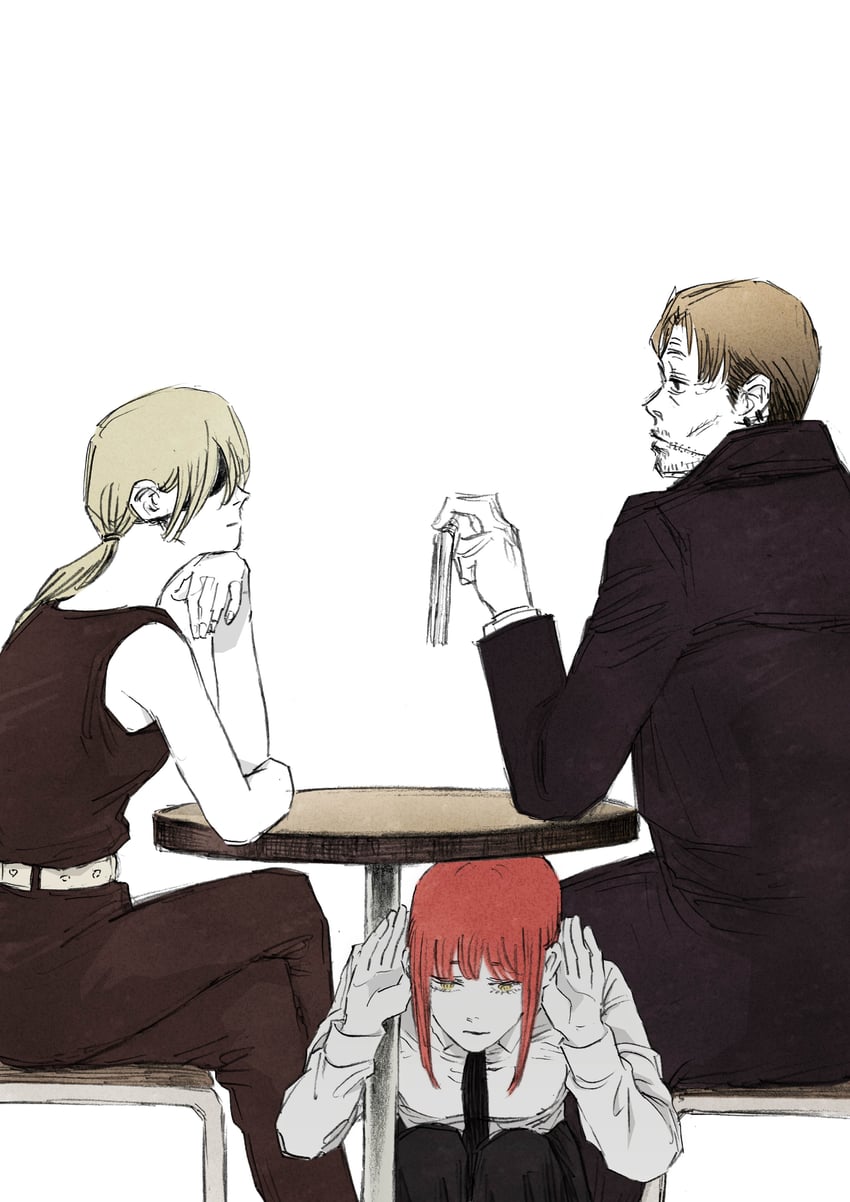 makima, quanxi, and kishibe (chainsaw man) drawn by senaka_look