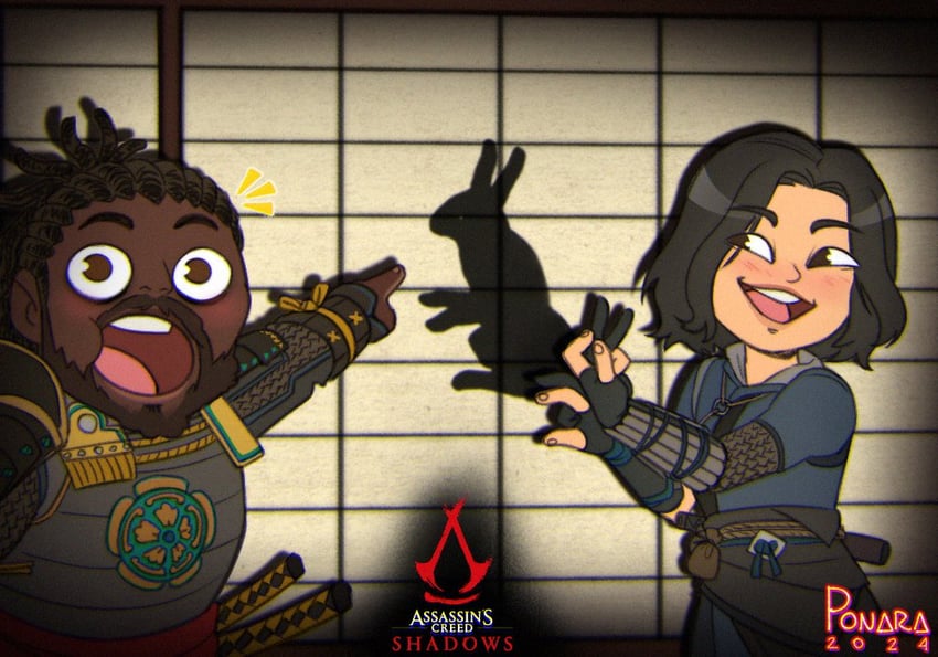 yasuke and fujibayashi naoe (assassin's creed and 1 more) drawn by artofponara