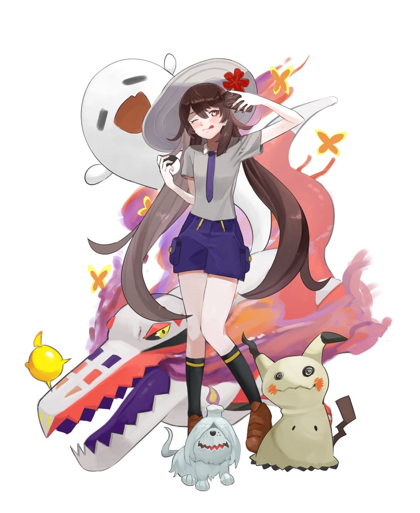 hu tao, juliana, mimikyu, skeledirge, and greavard (pokemon and 2 more) drawn by yofo