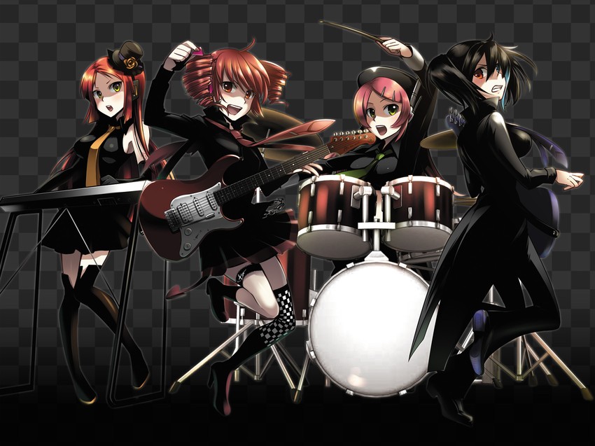 kasane teto, momone momo, yokune ruko, and namine ritsu (utau) drawn by caffein