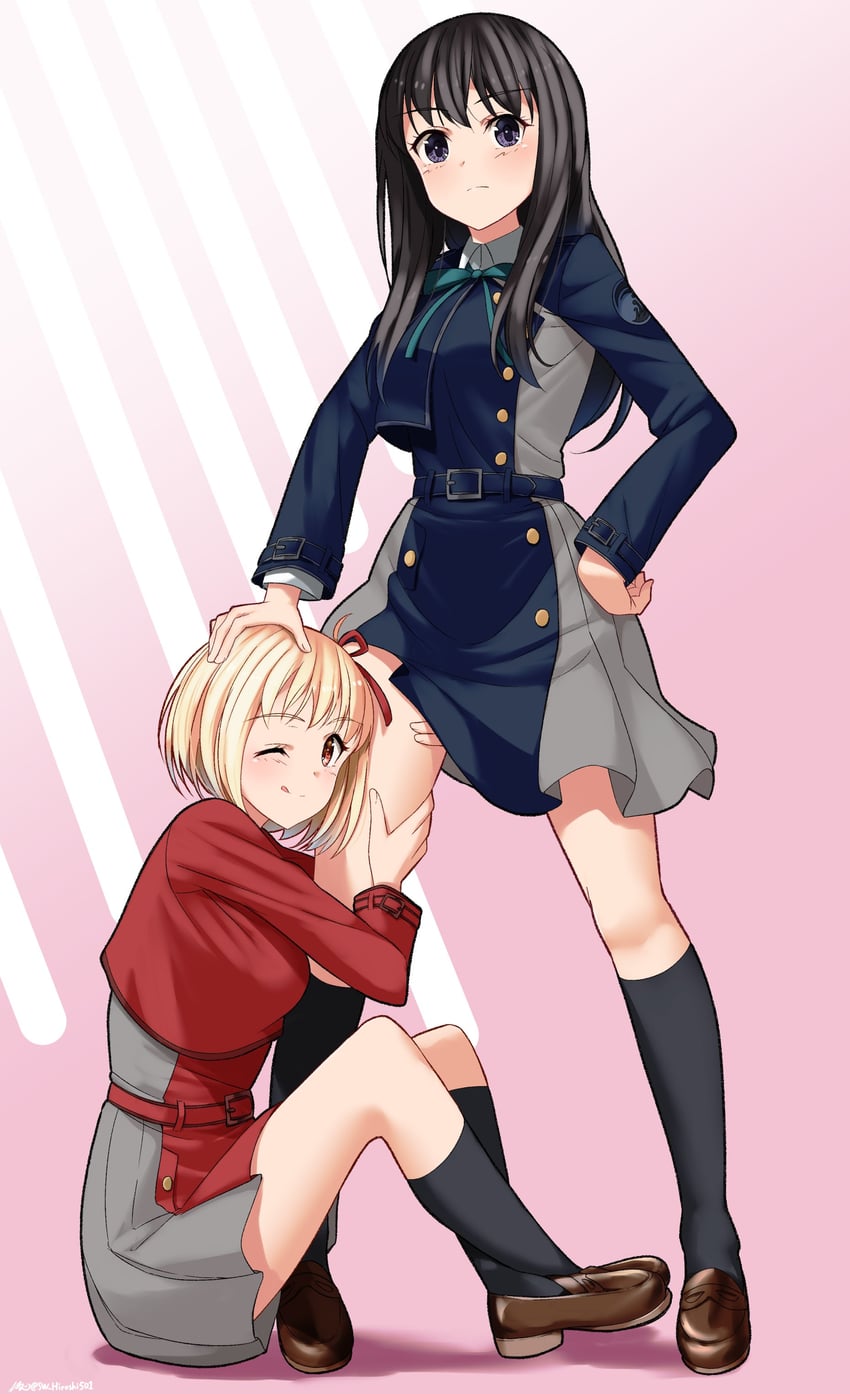 nishikigi chisato and inoue takina (lycoris recoil) drawn by hiroshi_(hunter-of-kct)
