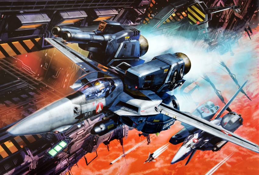 vf-1, sdf-1, ichijou hikaru, vf-1s, vf-1a, and 3 more (macross and 2 more) drawn by tenjin_hidetaka
