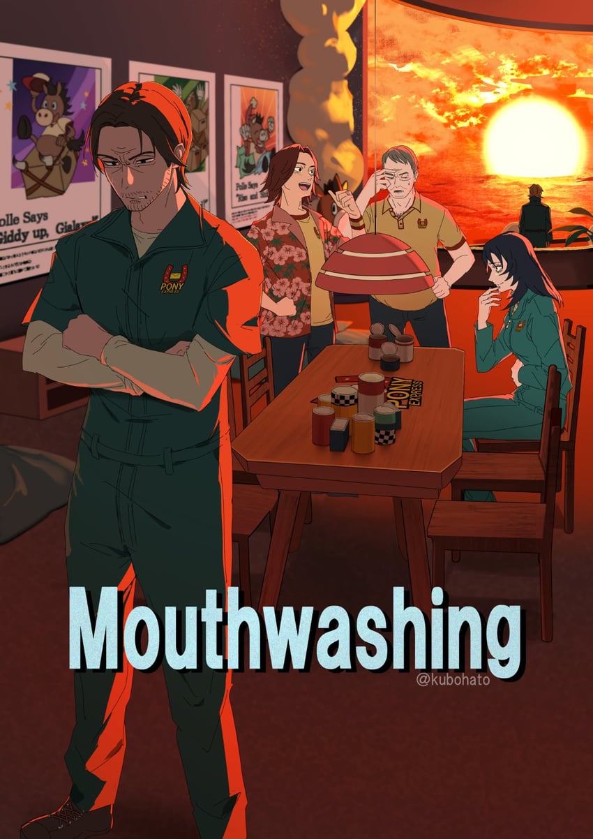 anya, curly, jimmy, daisuke, swansea, and 1 more (mouthwashing) drawn by kubota_hato