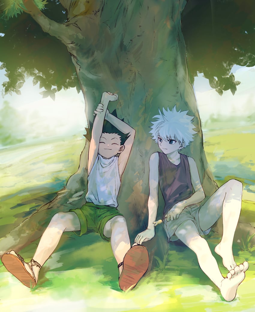 killua zoldyck and gon freecss (hunter x hunter) drawn by k.g_(matsumoto_zo)