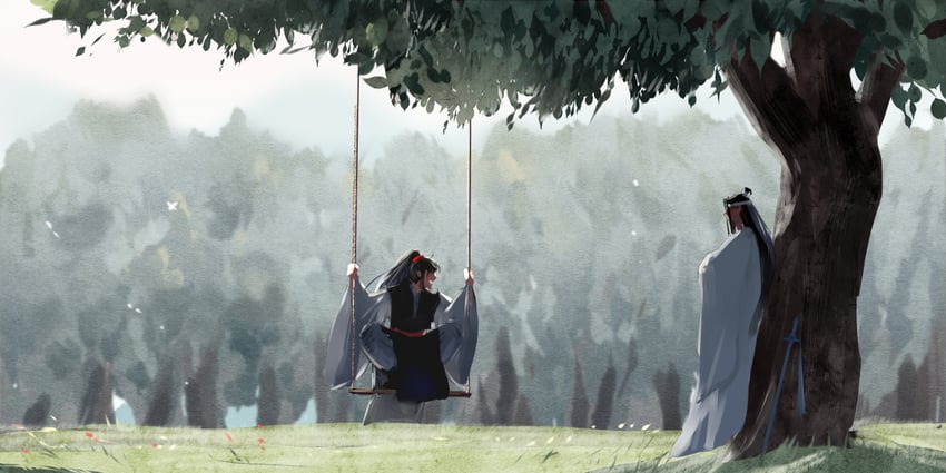 wei wuxian and lan wangji (modao zushi) drawn by xianduguaitan